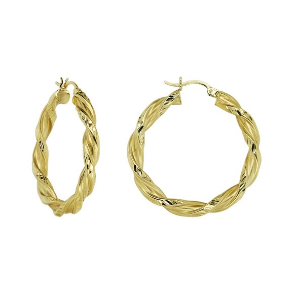 Twisted Hoop Earrings 14K Yellow Gold - Picture 1 of 3